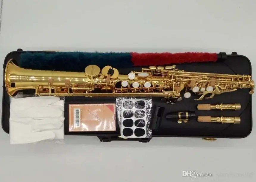 

KALUO LIN New Arrival Soprano Saxophone B flat Gold Lacquer Musical instruments saxophone playing Professional