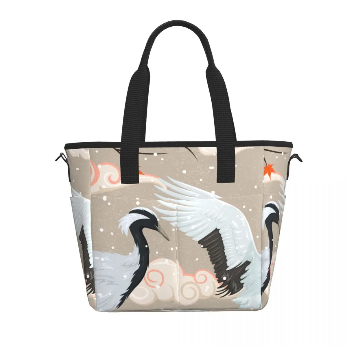 

Food Fresh Bags Japanese Cranes And Snowfall At Sunset New Picnic Travel Storage Fashion Lunch Bags