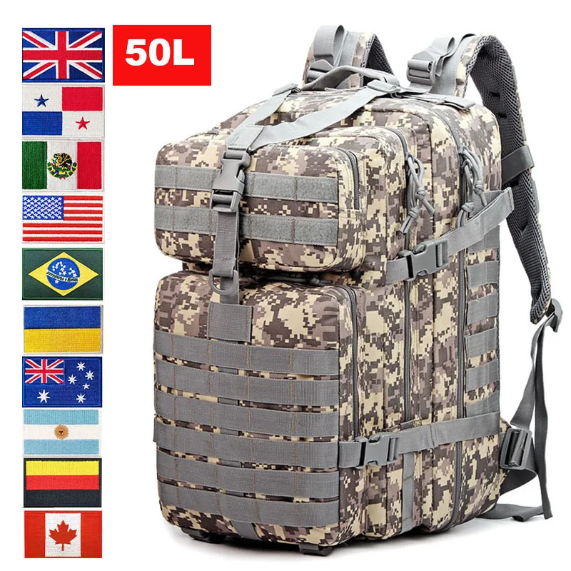 

Военный тактический рюкзак 30 л/50 л, 1000D, нейлоновый водонепроницаемый тактический рюкзак, уличная сумка для рыбалки, рюкзаки для кемпинга, охоты, пешего туризма