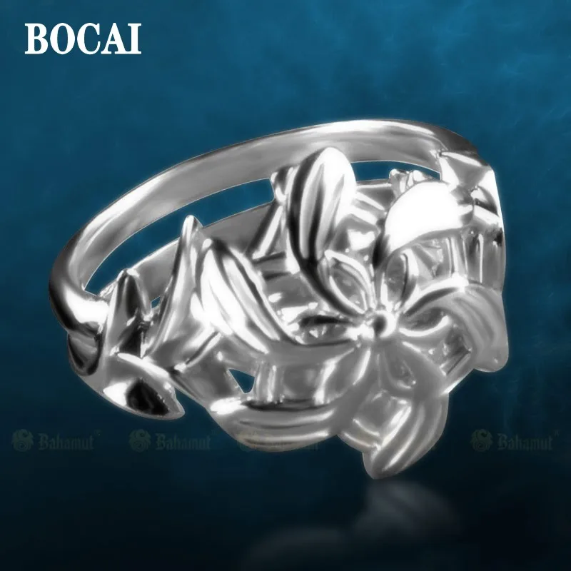 BOCAI-Anillo de plata de primera ley con forma de hada para mujer, sortija, plata esterlina 925, cristales, flores, bosque, temperamento, regalo de boda