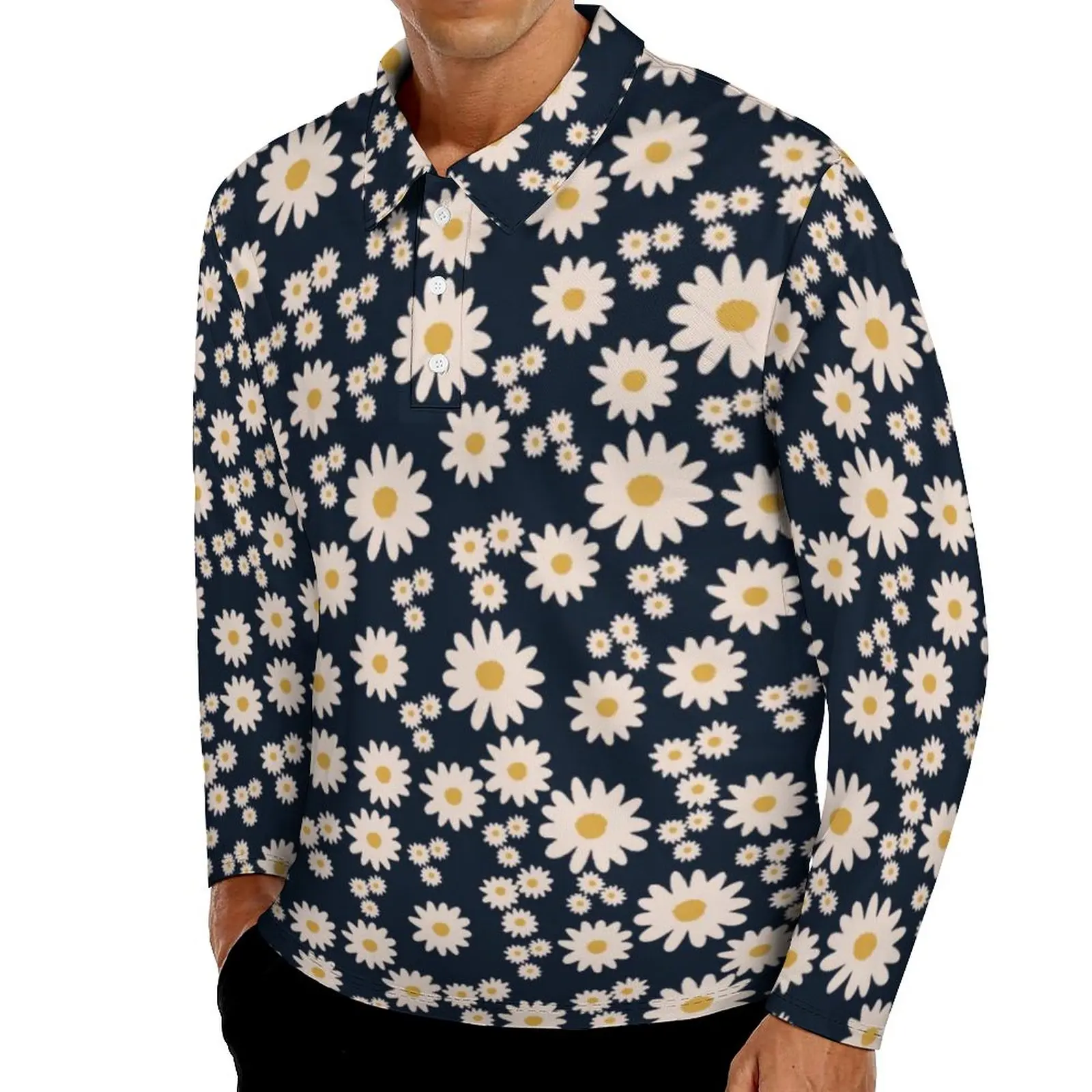 

Рубашка-поло с длинным рукавом и отложным воротником, осенняя