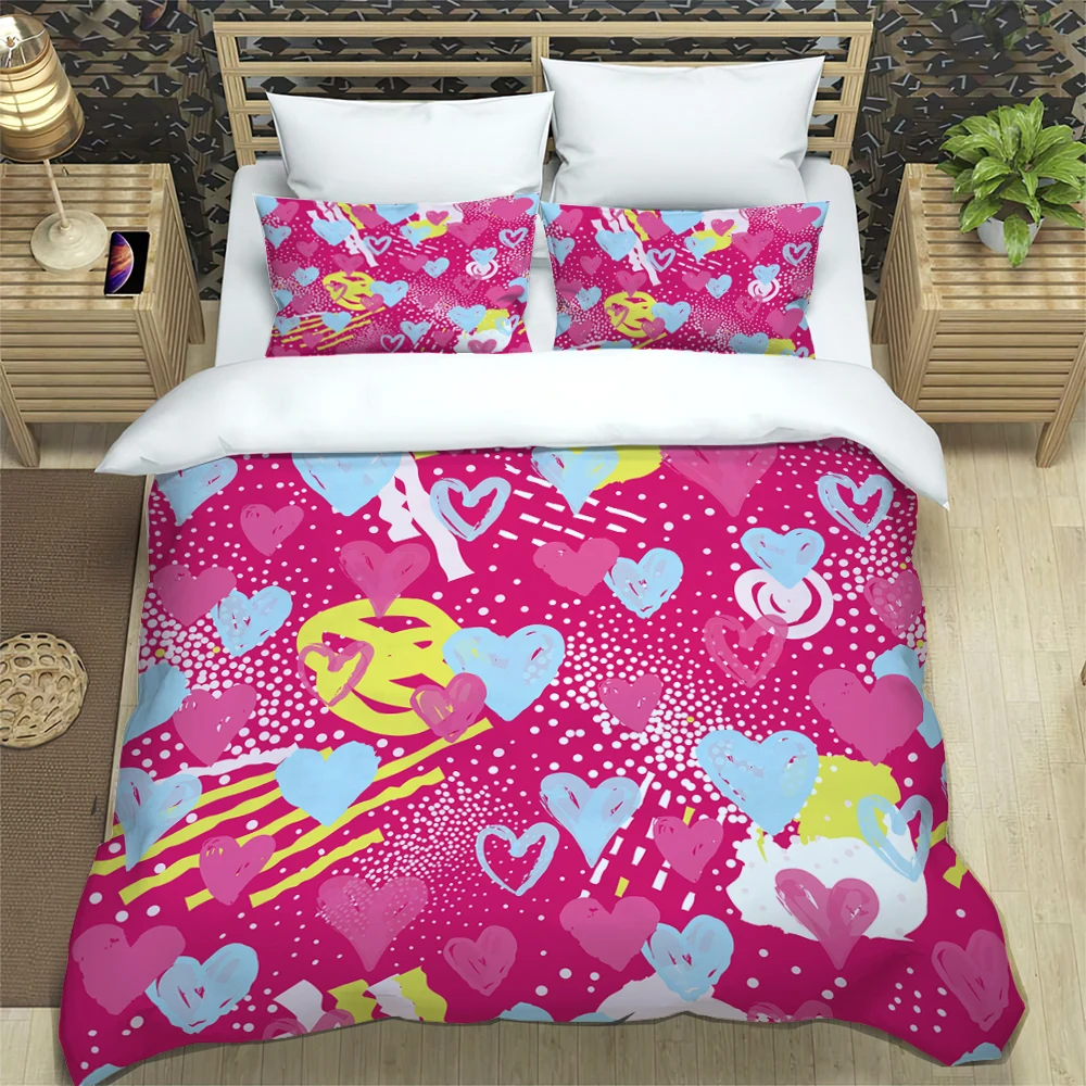 

Cartoon Love HD Print Bedding Set，boy、girl's Bed Double Bed Duvet Covers Pillowcase Bedding Set，children King Size Bedding Set
