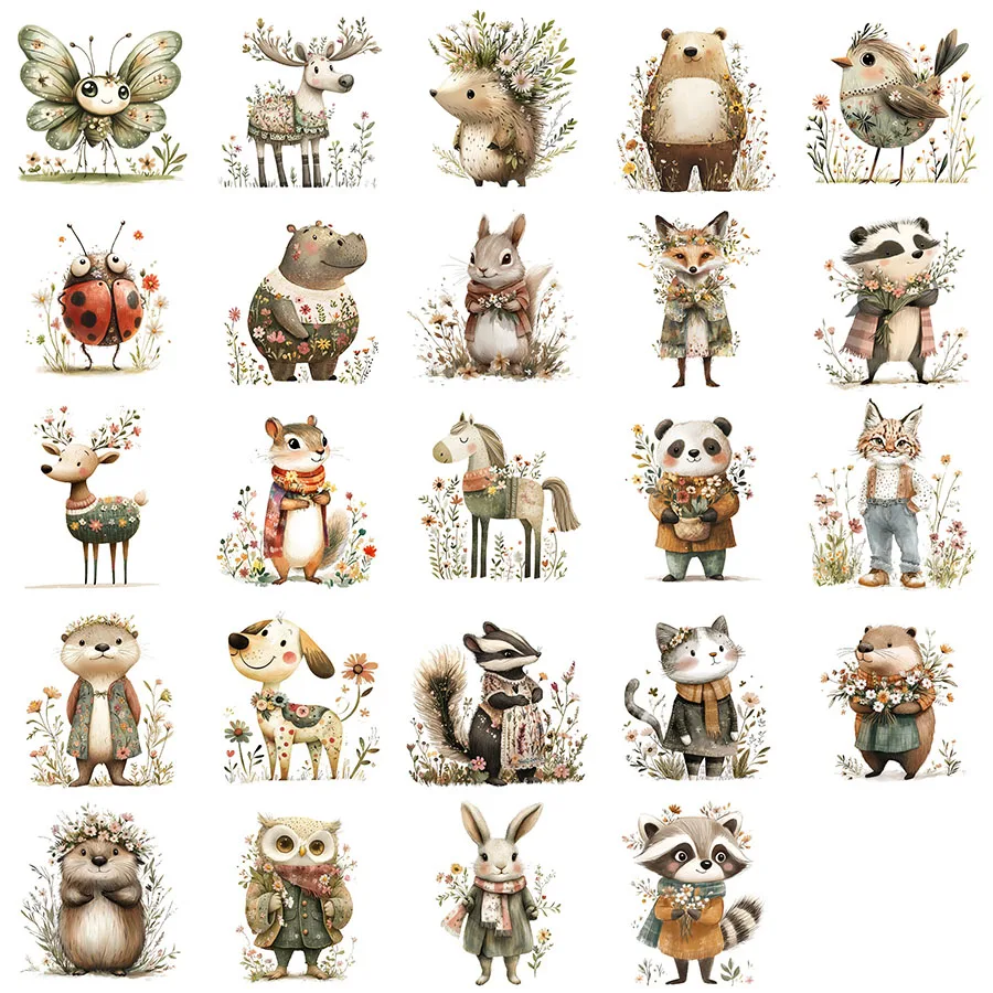 

24 шт. УФ-наклейки DTF с изображением животных для чашек