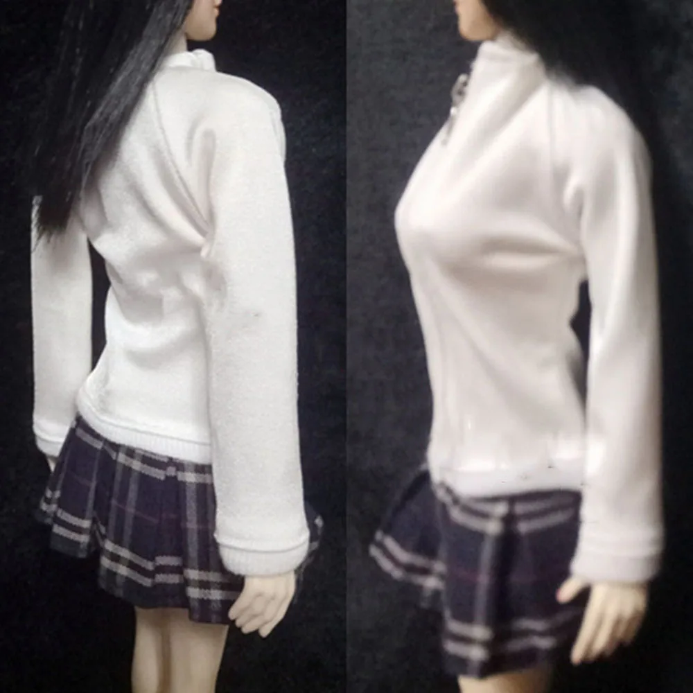 

1/6 Female Soldier Clothing Accessories Sports Long Sleeve Casual Sweatshirt with Decorative Zip for 12'' Action Fogure