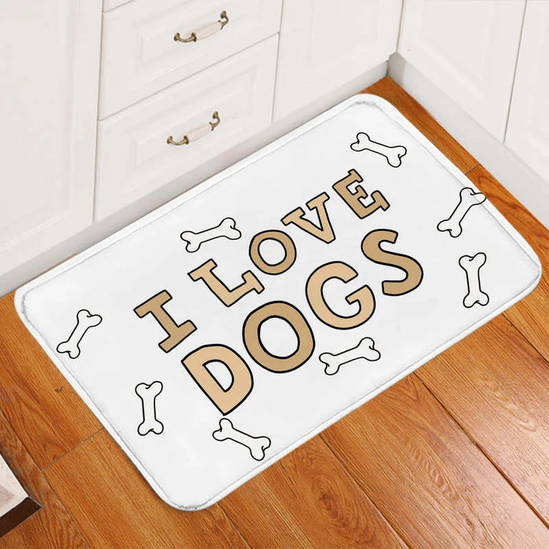 

I Love Dogs Door Mat Polyester Doormat Rug Non-slip Durable Carpet Mat Footpad