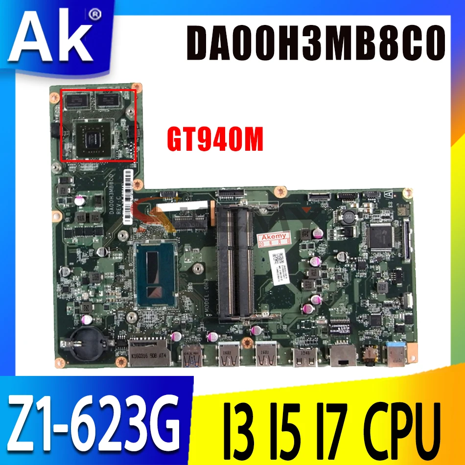 

For ACER Aspire Z1-623G E1-623 motherboard Mainboard GT940M GPU I3 I5 I7 CPU DDR3 Z1-623G DA00H3MB8C0 Laptop Motherboard