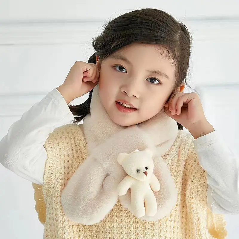 Baby Scarf Autumn Winter Cute Bear Children Knitting Newborn Bib Wool Knitting Versatile Kids Warm Boy Girl Toddler  Neckerchief