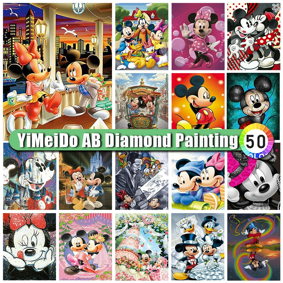 

Disney AB Diamond Painting Cartoon Mickey Minnie Diamond Embroidery Cartoon Cross Stitch Rhinestone Home Decor for Children Gift