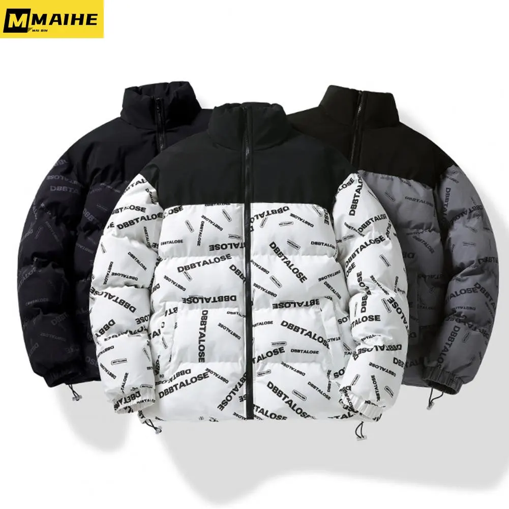 

Мужской пуховик с надписью, уличная модная зимняя парка с воротником-стойкой и хлопковой подкладкой для мужчин, chaquetas
