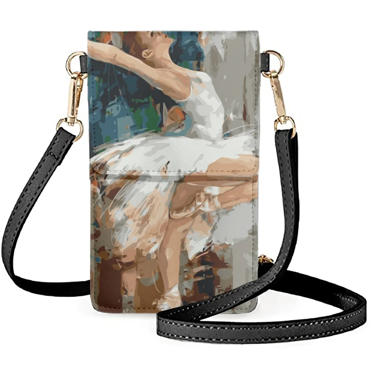 

FORUDESIGNS Touch Screen Mobile Phone Bag Female Crossbody Shoulder Bags Card Holder Women's Wallets Ballerina Girls Print Purse
