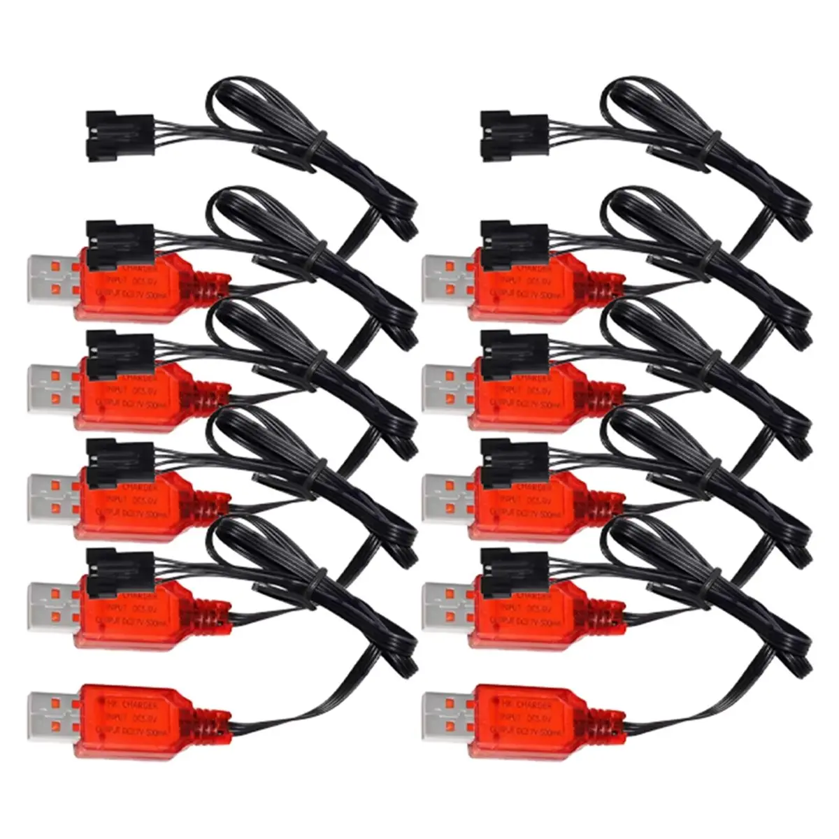 Фото Зарядное устройство USB AS62 7.4V 500mA с разъемом SM-4P для аккумуляторов радиоуправляемых машин DE36W, DE65, HM202, EC08, EC16, кабель для зарядки, 10 шт. №2