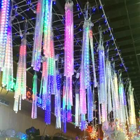 8 tubes meteor shower led string fairy lights christmas decoration for home wedding garland curtain lamp holiday bedroom outdoor