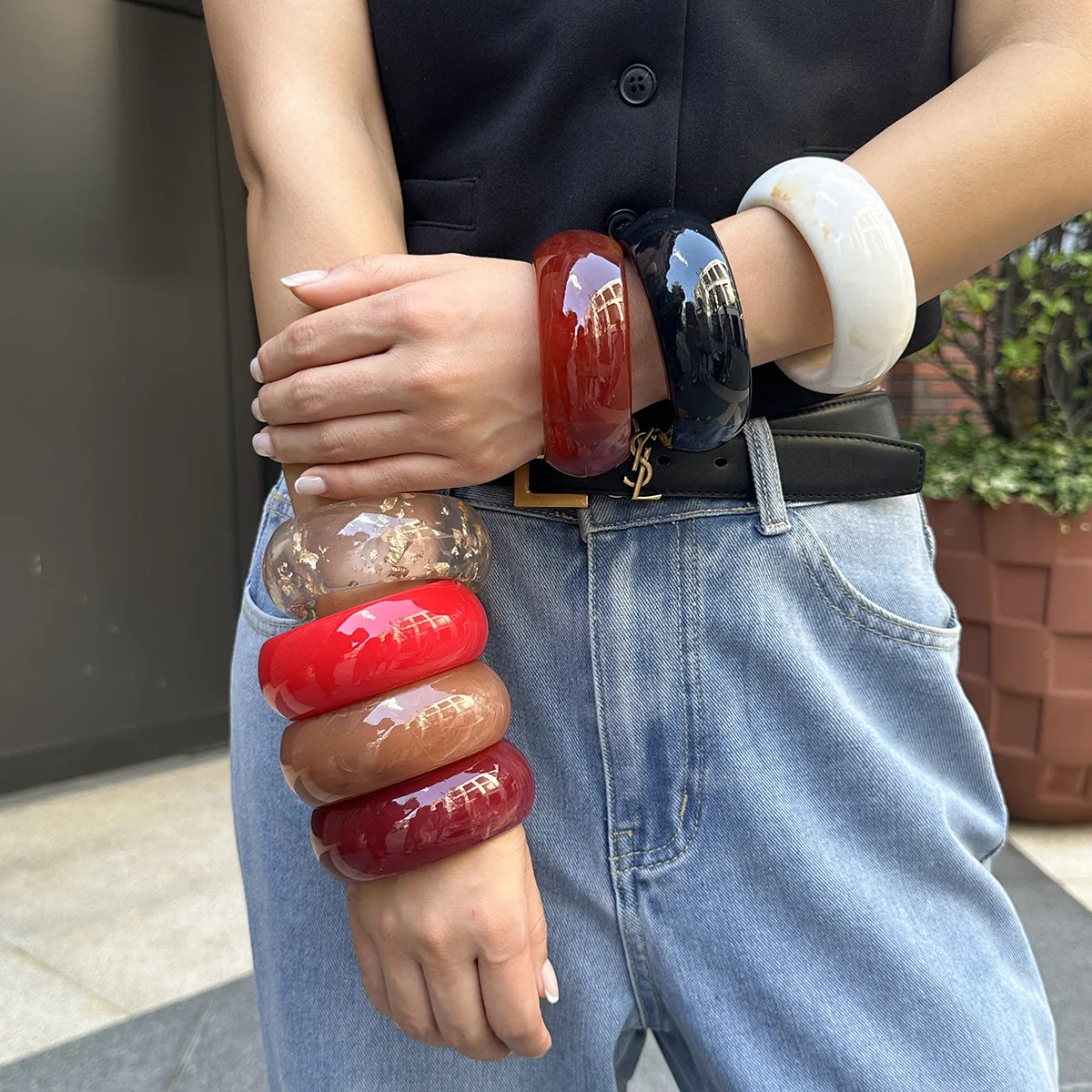 Винтажный круглый браслет из смолы