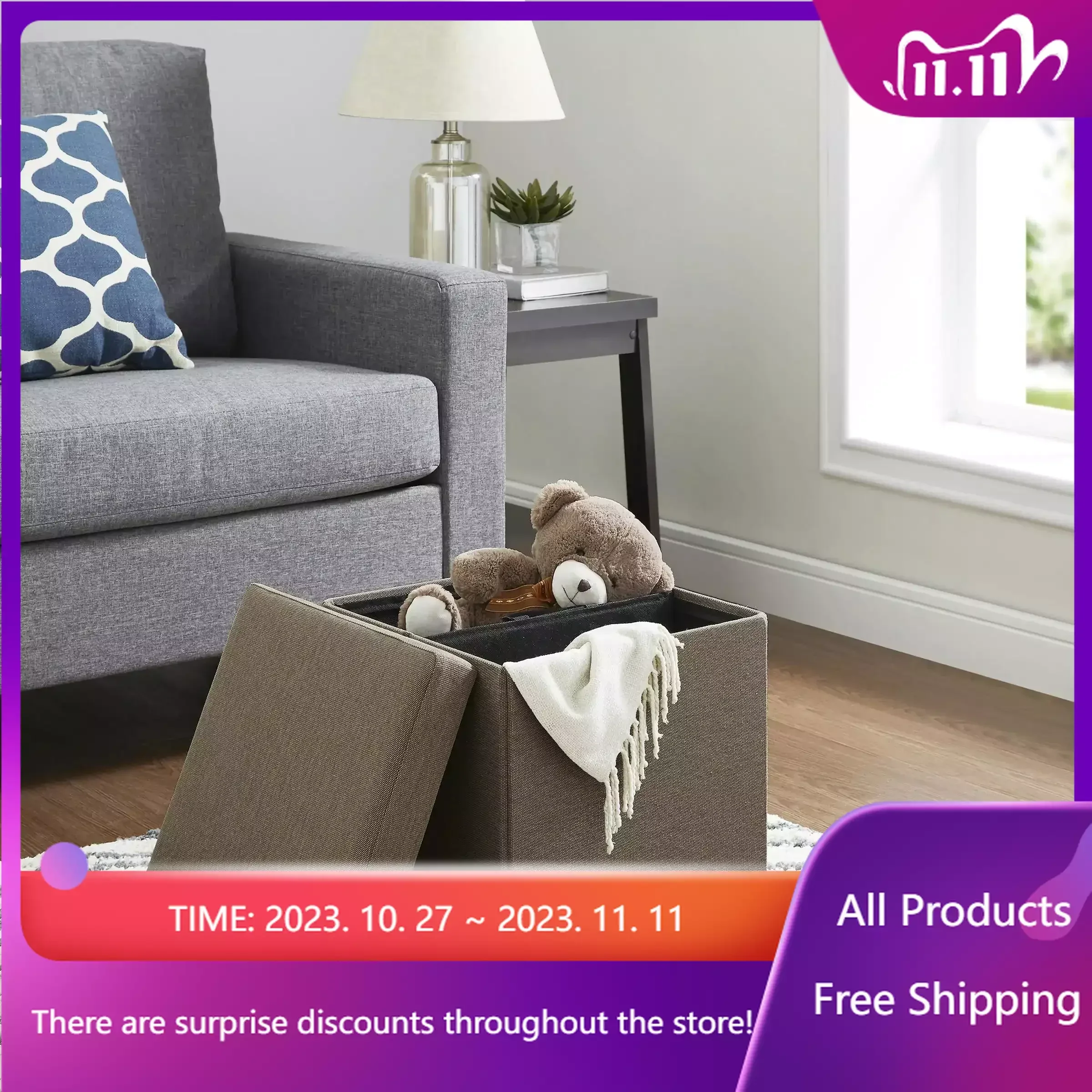 

Collapsible Storage Box, Tan Faux Suede Storage Box Organizer Box Storage Containers Storage Organizer