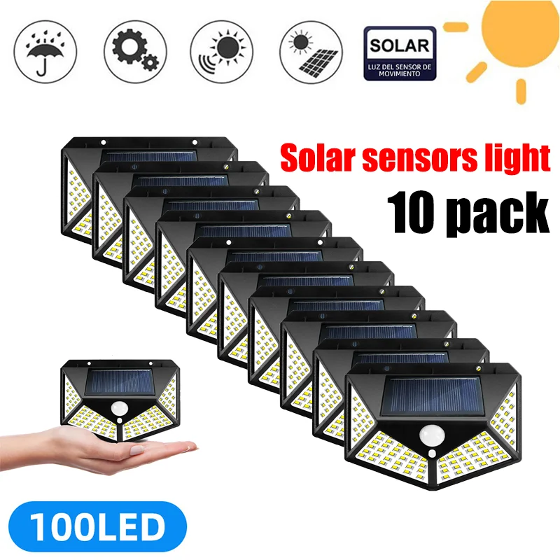Уличный светильник на солнечной батарее 6/8/10 шт. 100 светодиодов | Светильники