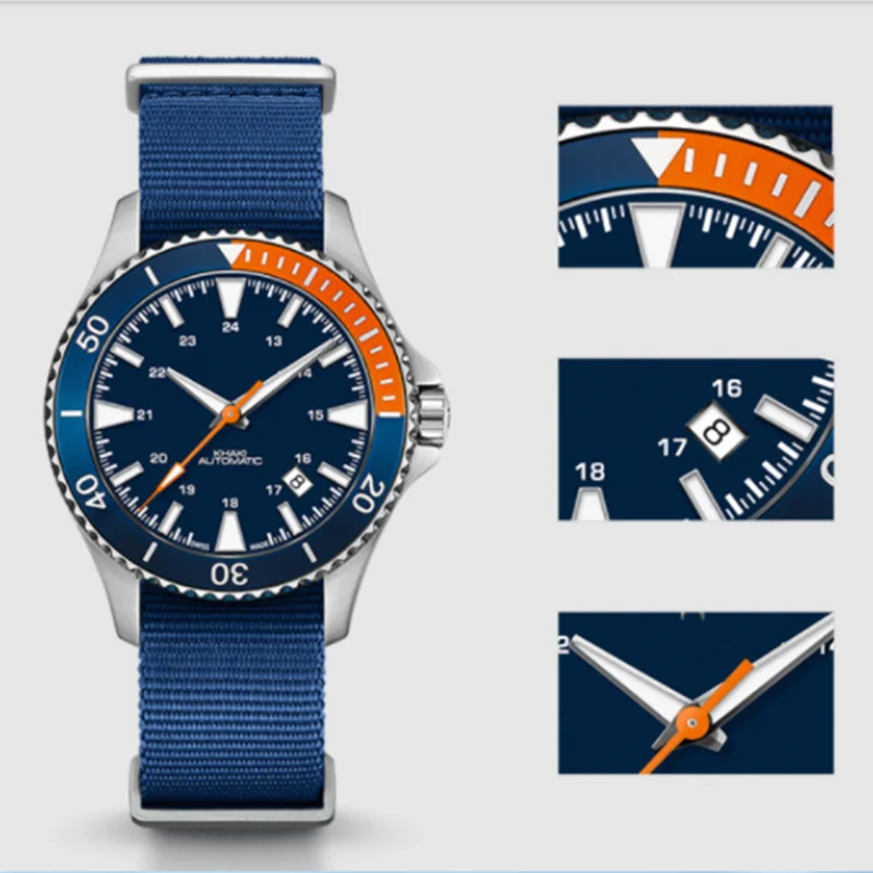 

United States Top Brand Hamiltoning Navy Scuba Canvas belt Luminous Calendar Men's Relogio Masculino Military Quartz Watch