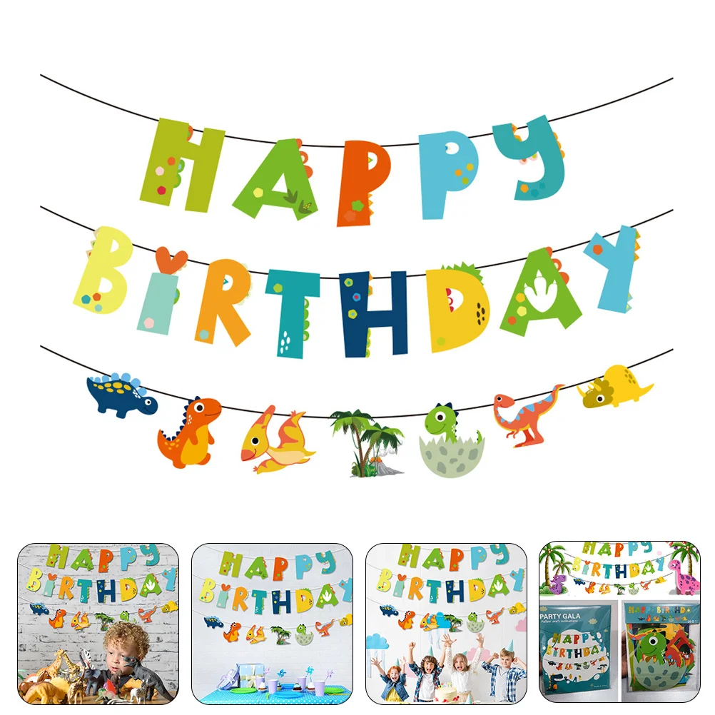 

1 Set Dinosaur Birthday Banner Garland Hanging Bunting Kids Birthday Decoration