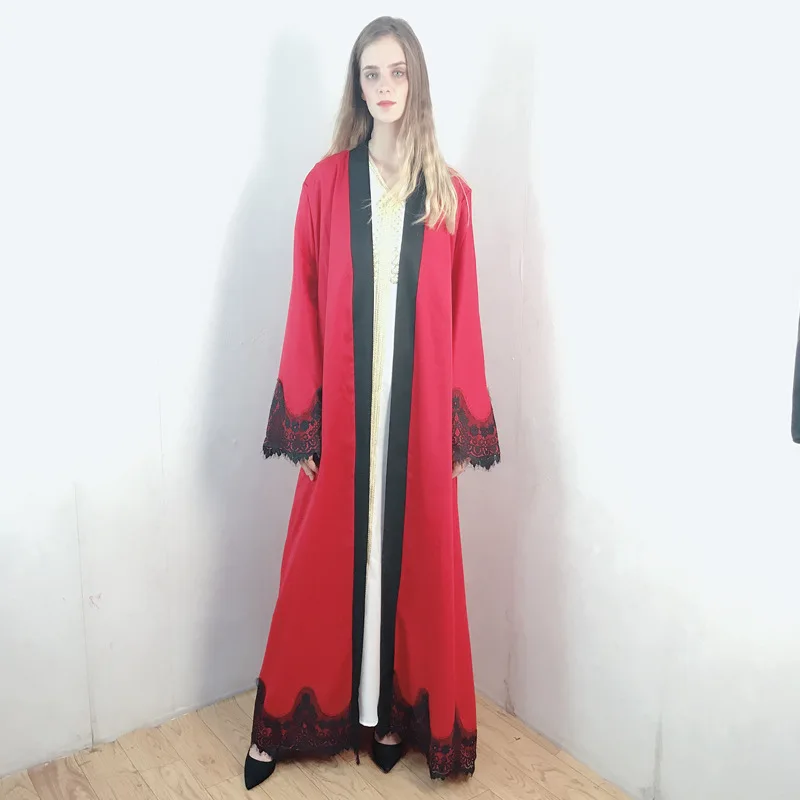 Muslim Abayas For Women Wear With Lace Long Dress Cardigan Robe Kimono Dubai Turkey Kaftan Casual Femme Caftan Islam Clothes