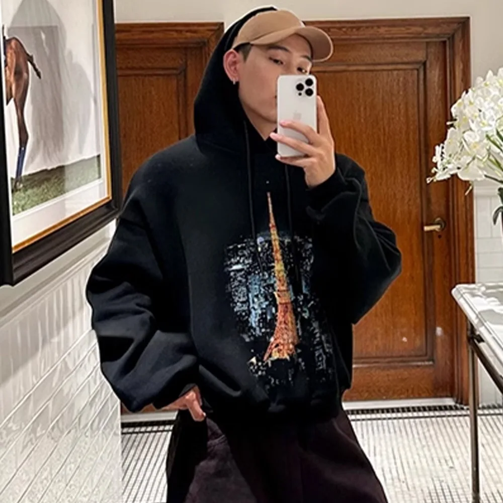 NIGO Мужская винтажная толстовка с капюшоном и принтом Tower City High Street в стиле хип-хоп