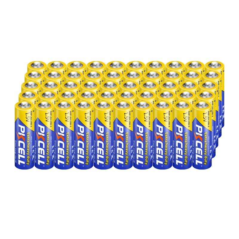

50PC PKCELL AA Battery R6P Dry Battery Super Heavy Duty 2A Batteries 1.5V R6P UM3 MN1500 E91 for Radio Toys etc