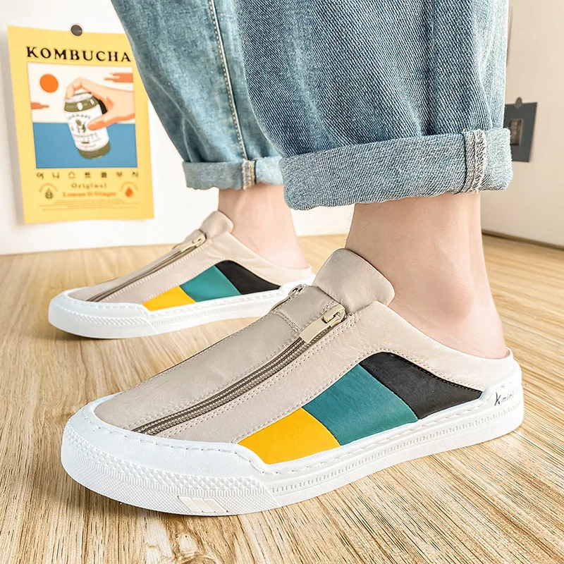 

Fashion Hot Sale Men Half Slippers Quality Slip-on Breathable Footwear Outdoor Trend All-match Flats Shoes Casual Wear-resisting
