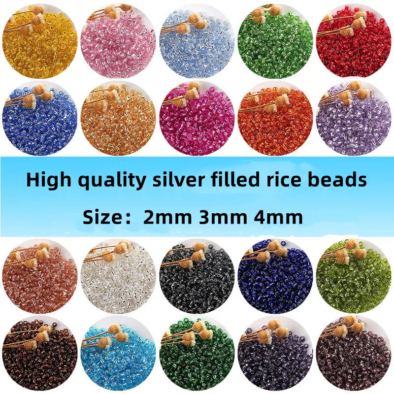 

2 / 3 / 4mm high-quality silver filled glass rice beads embroidery DIY Beaded materials self-made Earrings accessories