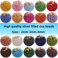2 3 4mm high quality silver filled glass rice beads embroidery diy beaded materials self made earrings accessories