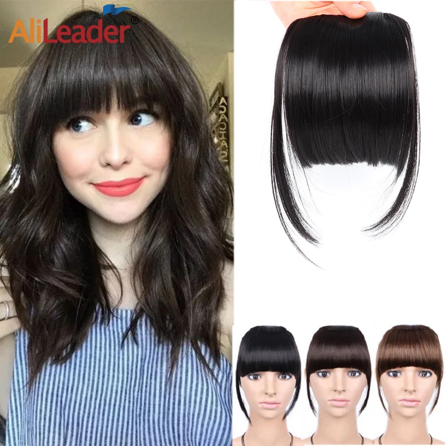 

Alileader Synthetic Fake Bangs Neat Hair Bangs Clip In Frange Hairpiece Blunt Hair Bangs Straight Fake Hair Fringe For Girls