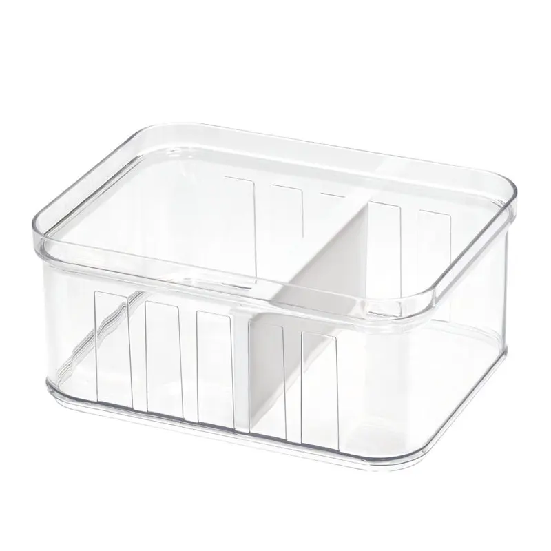 

Очаровательная небольшая пластиковая Штабелируемая корзина для холодильника без бисфенола А, прозрачный белый цвет, идеально подходит для хранения и организации еды