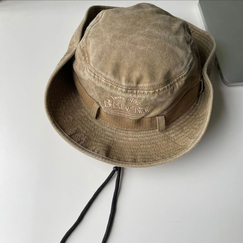 

28TF Summer Bucket Hat Letters Embroidery Fisherman Sun Protection for Camping