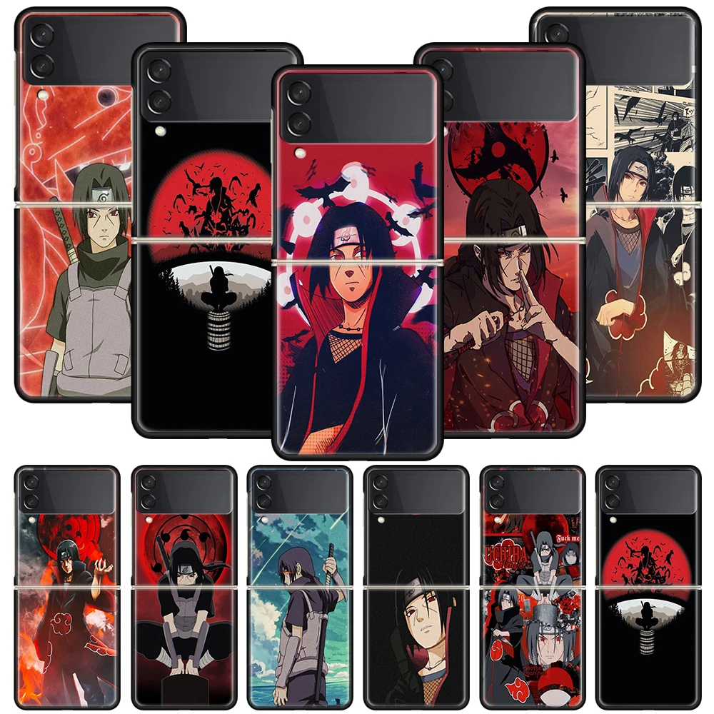 

Naruto Uchiha Itachi Funda Phone Case For Samsung Galaxy Z Flip 3 5G Luxury ZFlip3 Black PC Hard Shockproof Back Cover Coque Cap
