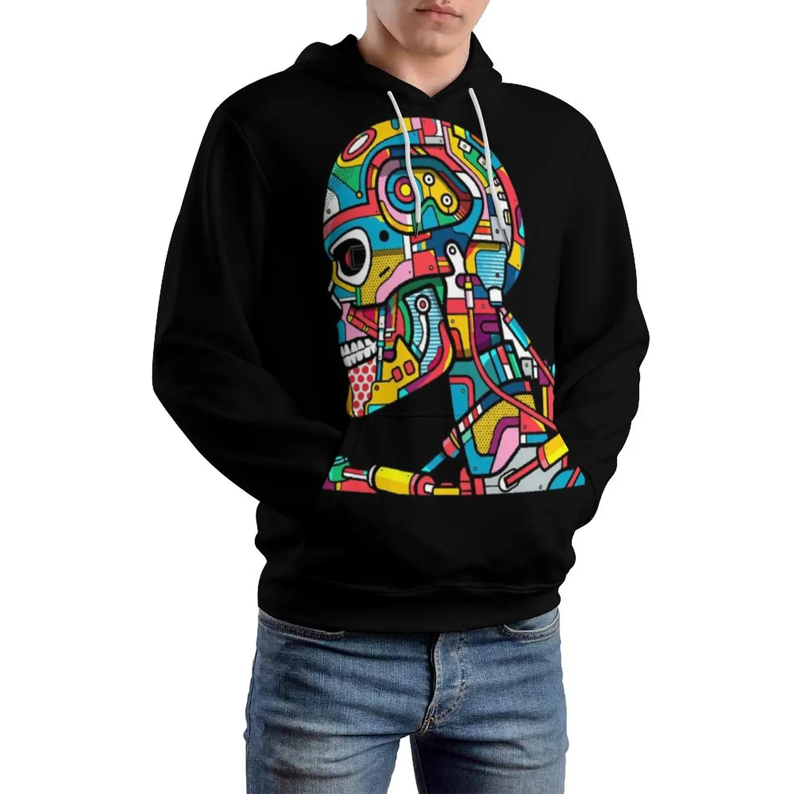 

Terminator Rainbow Skull Hoodie Film Men Winter Hoodies Long Sleeve Streetwear Stylish Pullover Hoodie Plus Size 6XL