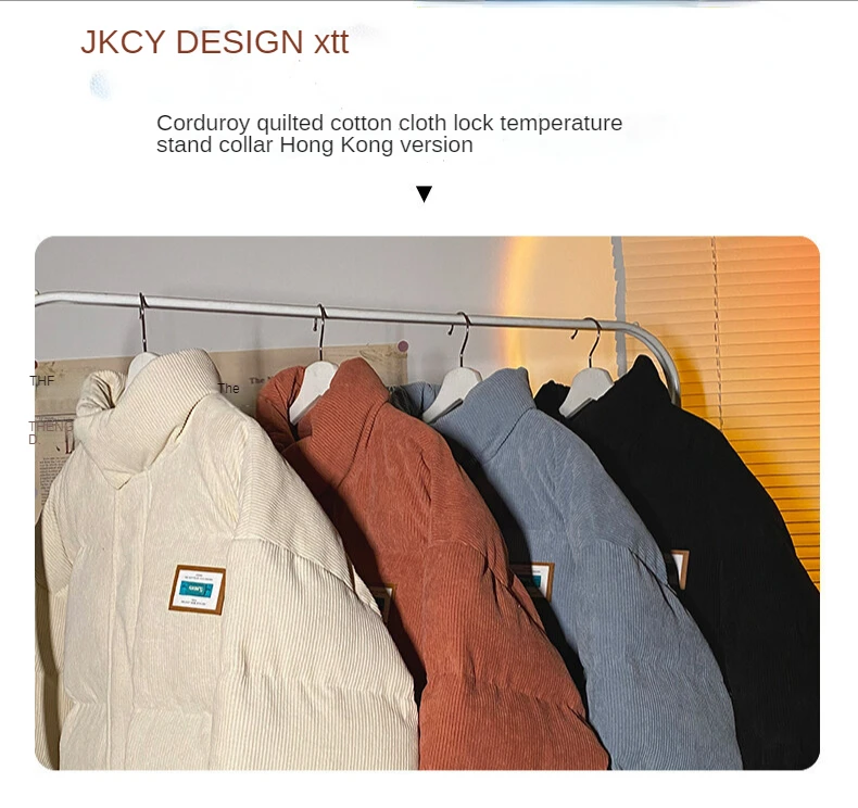 Winter Coat Men's Warm Parkas Corduroy Cotton  Male Winter Jackets Windbreaker Padded Coat Mens Clothing