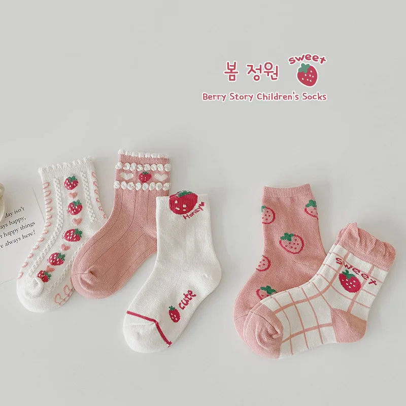 

Осень 2022, новые детские носки, 5 пар/лот, хлопковые носки для маленьких девочек в Корейском стиле с мультяшным рисунком, дет