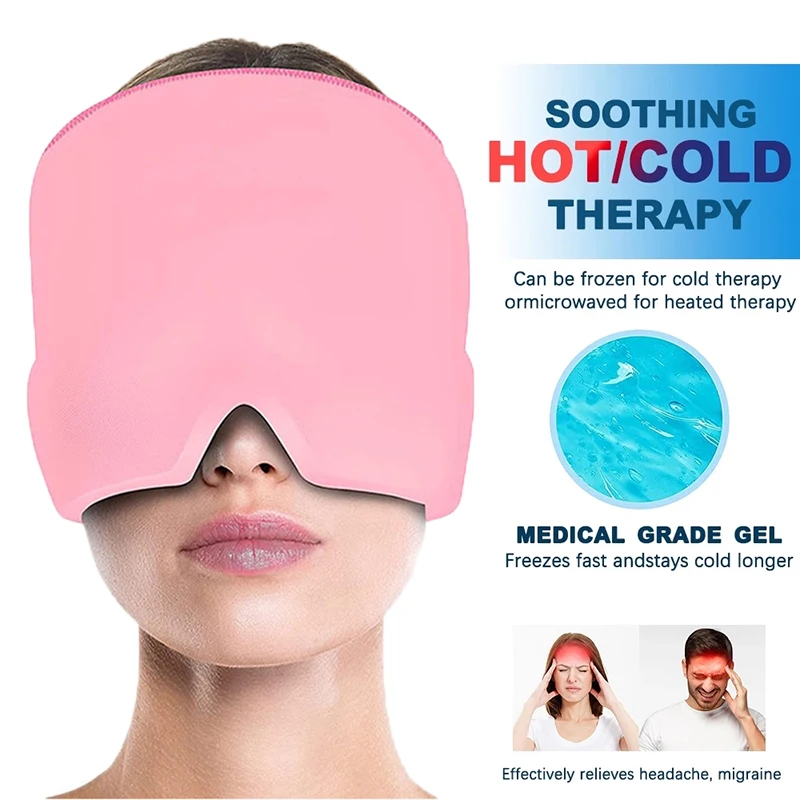 

Migraine Relief HatHead Massager Gel Hot Cold Therapy Headache Migraine Relief Cap For Chemo,Sinus,Neck Wearable Therapy Wrap