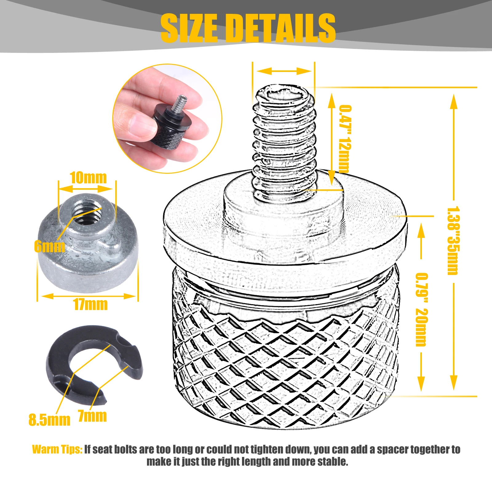 Болты крепления сиденья из анодированного жесткого алюминия Billet Aluminum Skeleton Hard Anodized 1/4" для Harley Sportster Touring Road King Dyna Street Glide с 1996 по 2016 годы.