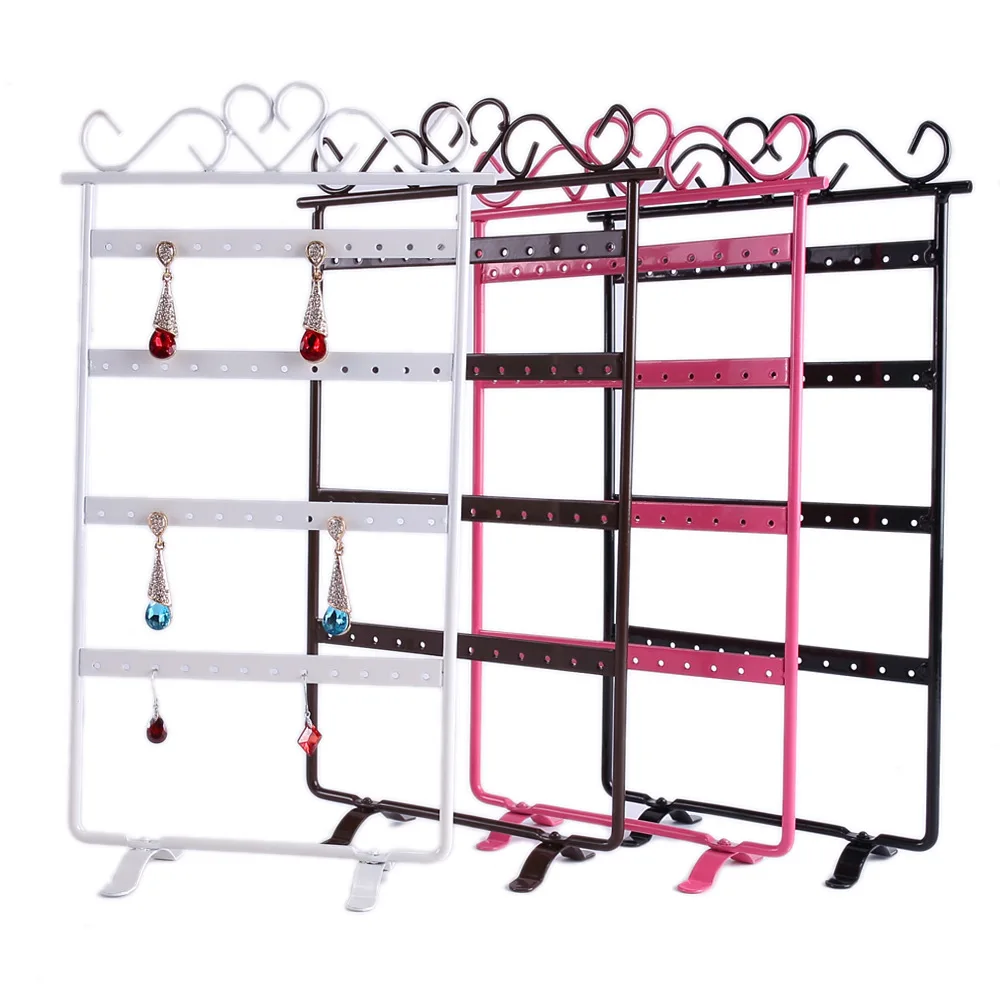 

48 Holes Metal Earrings Organizer Stand Frame Holder Iron Painted 4 Layer Jewelry Earring Showcase Wall 4 Colours Available