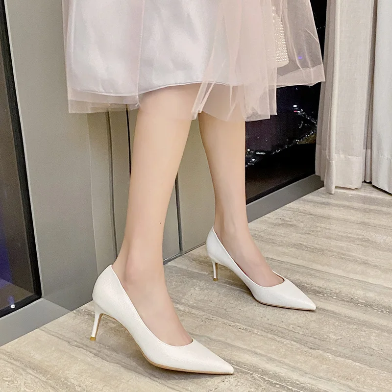 

6cm New Fashion Soft Leather Pumps Pointed Toe Sexy High Heels Ladies Dress for Women Shoes 39 40 41