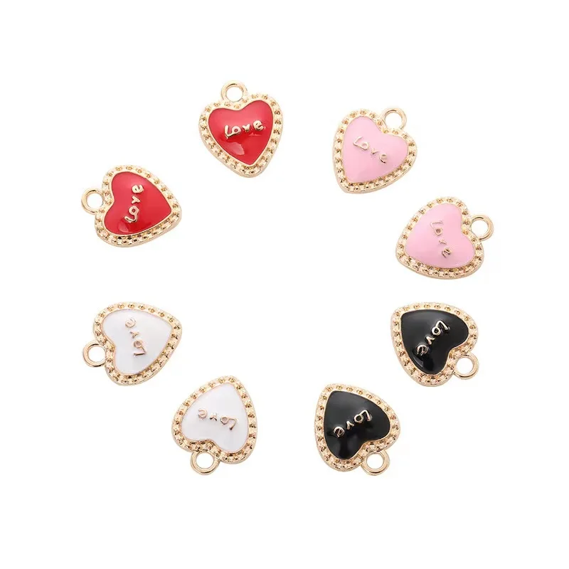 

10pcs 12*14 Enamel 4 Color Heart Charms DIY Necklace Earring Pendant For Jewelry Findings Accessories
