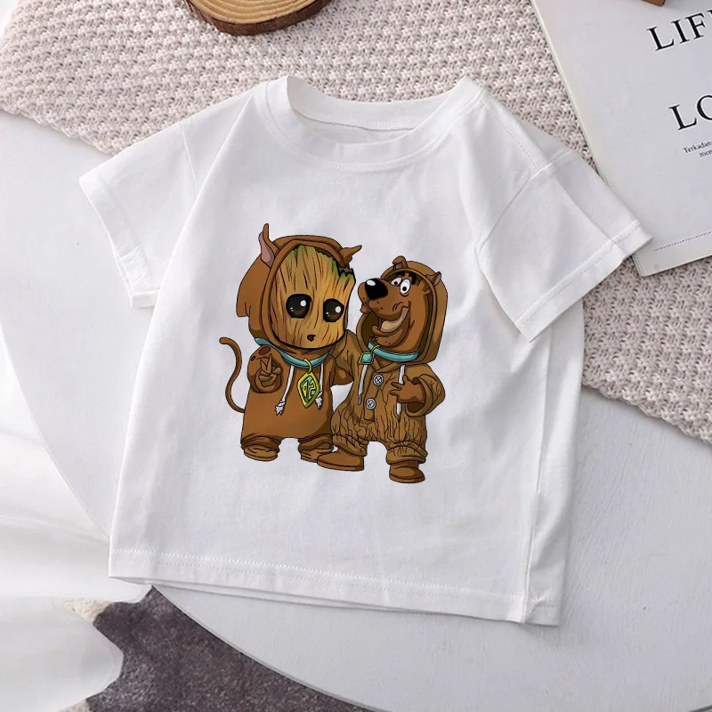 

Groot Children T-shirt Kawaii Marvel Tee Shirt Cartoons Casual Clothes Anime Kid Clothing for Girls Boy Fashion Tops Streetwear