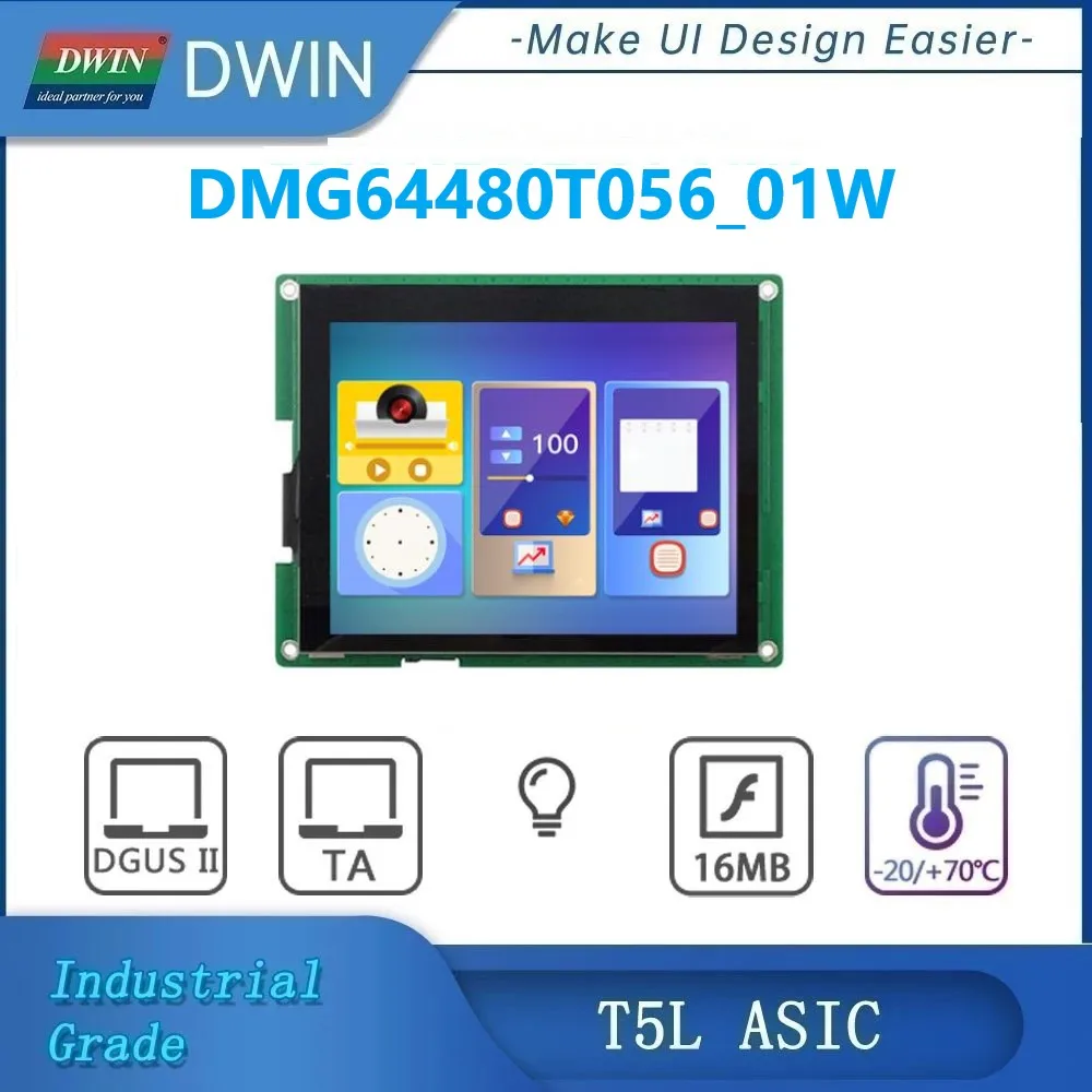 DWIN 5.6 Inch 640x480 TFT LCD Display Module Industrial Grade HMI TTL/RS232 Capacitive/Resistive Touch Screen DMG64480T056_01W