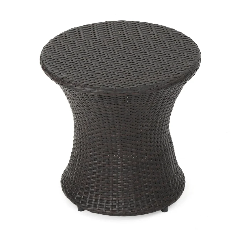 

Meridian Outdoor Wicker Accent Table with Ice Bucket, Brown