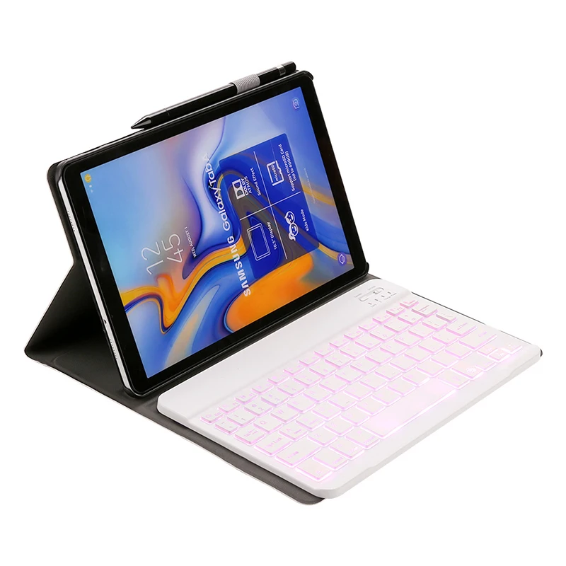 

Magnetic PU Leather Case with 7 Colors Backlit Removable Bluetooth Keyboard for Samsung Galaxy Tab A 10.1 2019 SM-T510 SM-T515