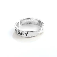rundraw women silver plated hand polished lettering english open ring fashion wedding romantic rings gift party jewelry