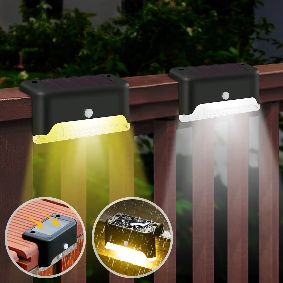 

4pcs LED Solar Deck Lamp IP65 Waterproof Led Solar Lights Pathway Yard Stairs Lamp Decoration Outdoor Solar Light