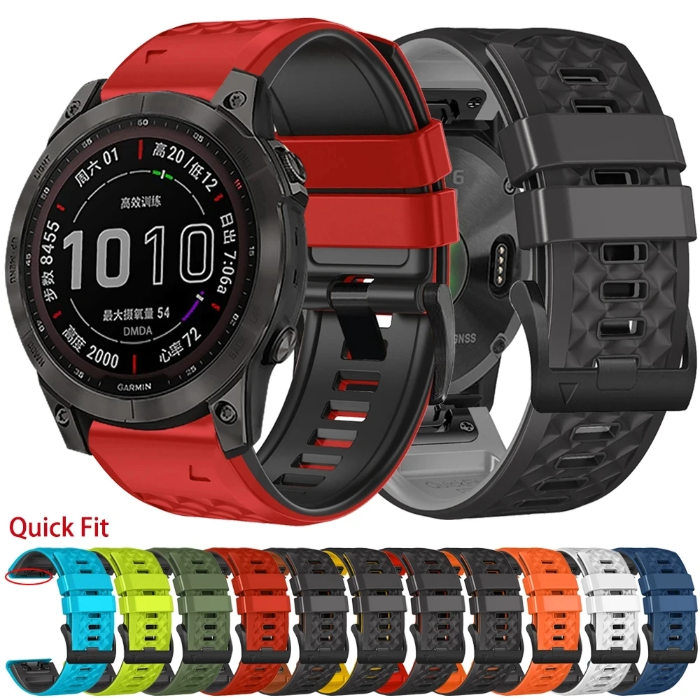 Фото Ремешок для наручных часов Garmin Fenix 7X 7 6 6X Pro, силиконовый браслет для смарт-часов Fenix 5 5X Plus 3 HR Epix 2 EasyFit, 22 26 мм №1