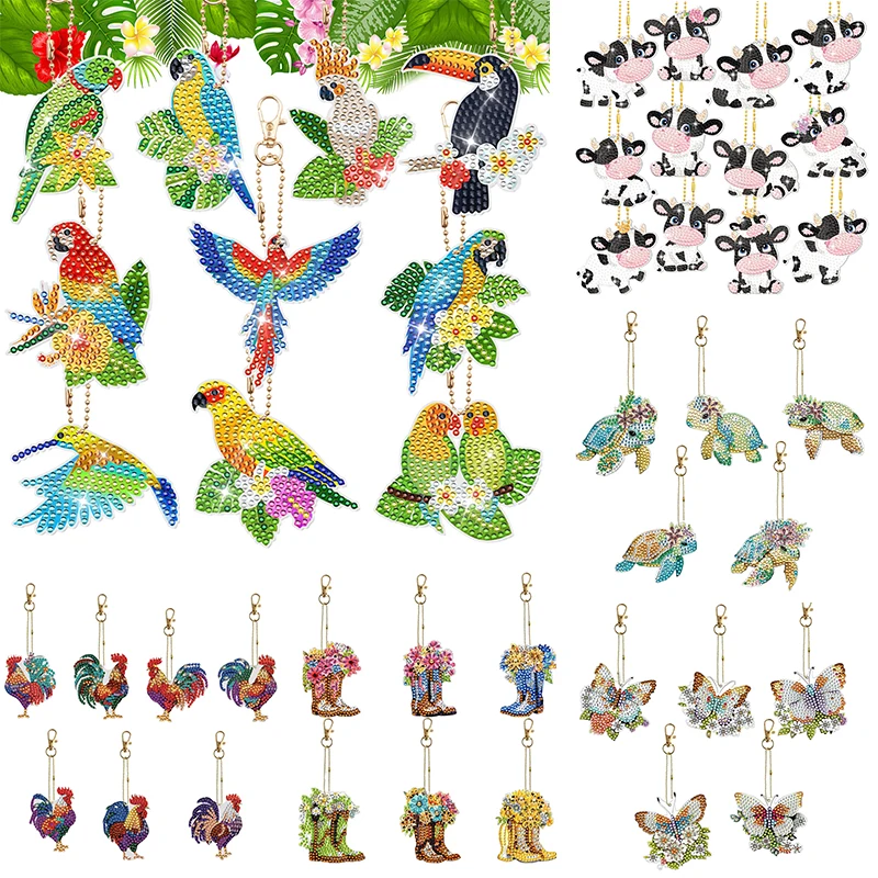 

Брелок для ключей с рисунком животных, бабочек, птиц, куриц