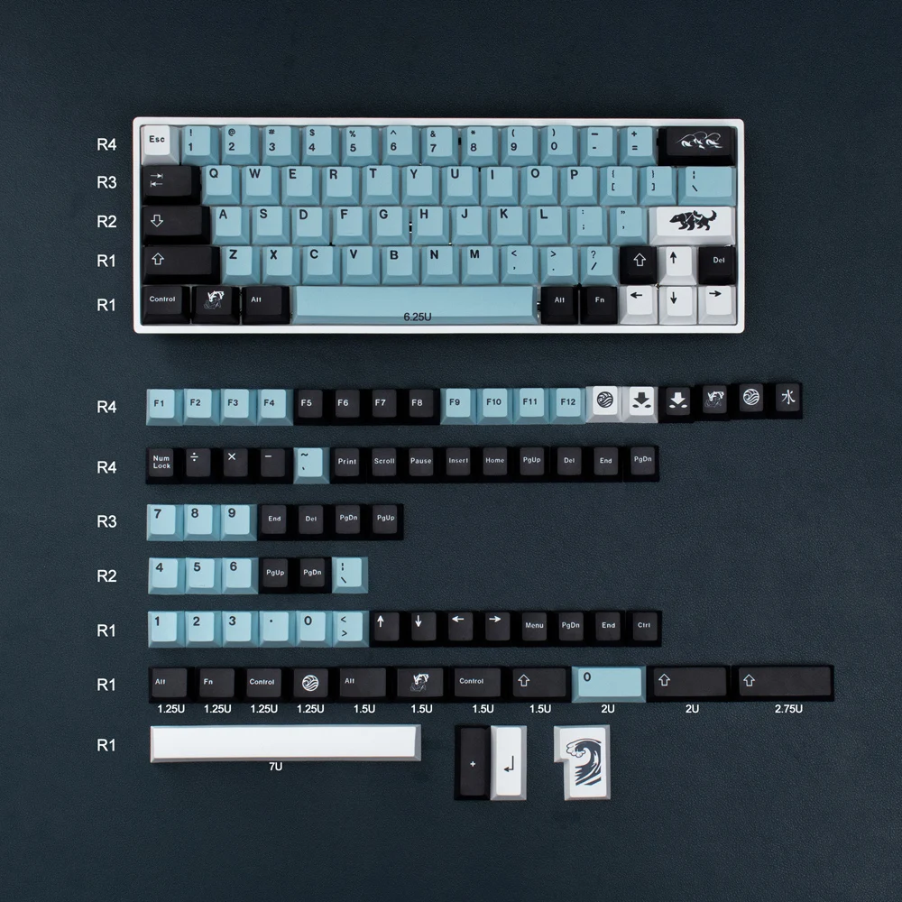 

129 клавиши GMK Mizu водонепроницаемые колпачки клавиш PBT пятисторонняя сублимационная механическая клавиатура Вишневый профиль адаптация 64/84/...