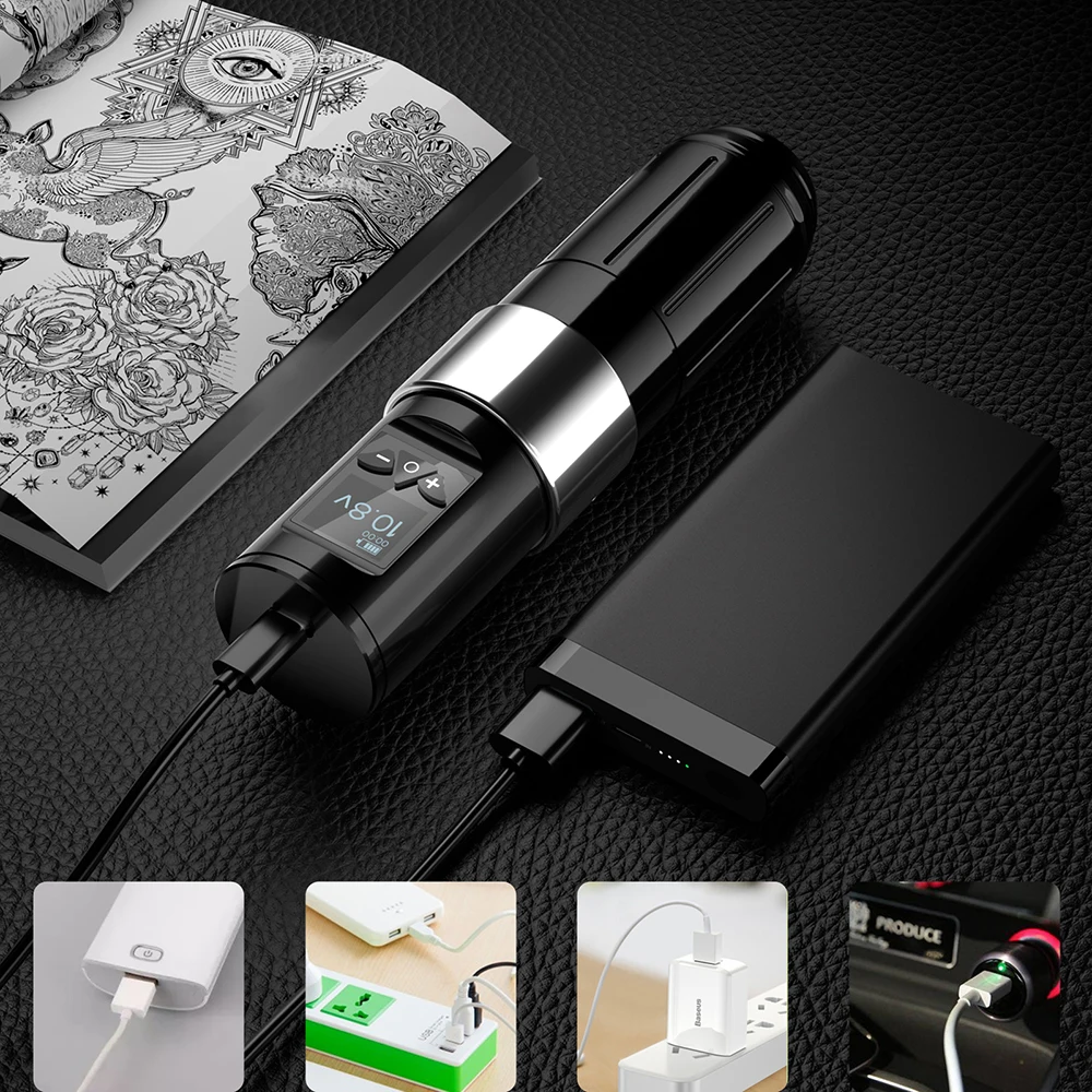 Tuffking Wireless Tattoo Machine Pen Rotary Battery with 1700 Mah Portable Power Pack Digital LED Display For Body Art |
