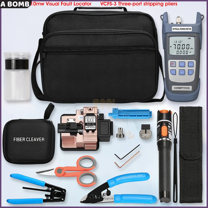 

High Quality FTTH Fiber Optic Tool Kit With Fiber Fibra Optica Power Meter And 10mW Visual Fault Locator AUA-X3 Rose Gold FTTH